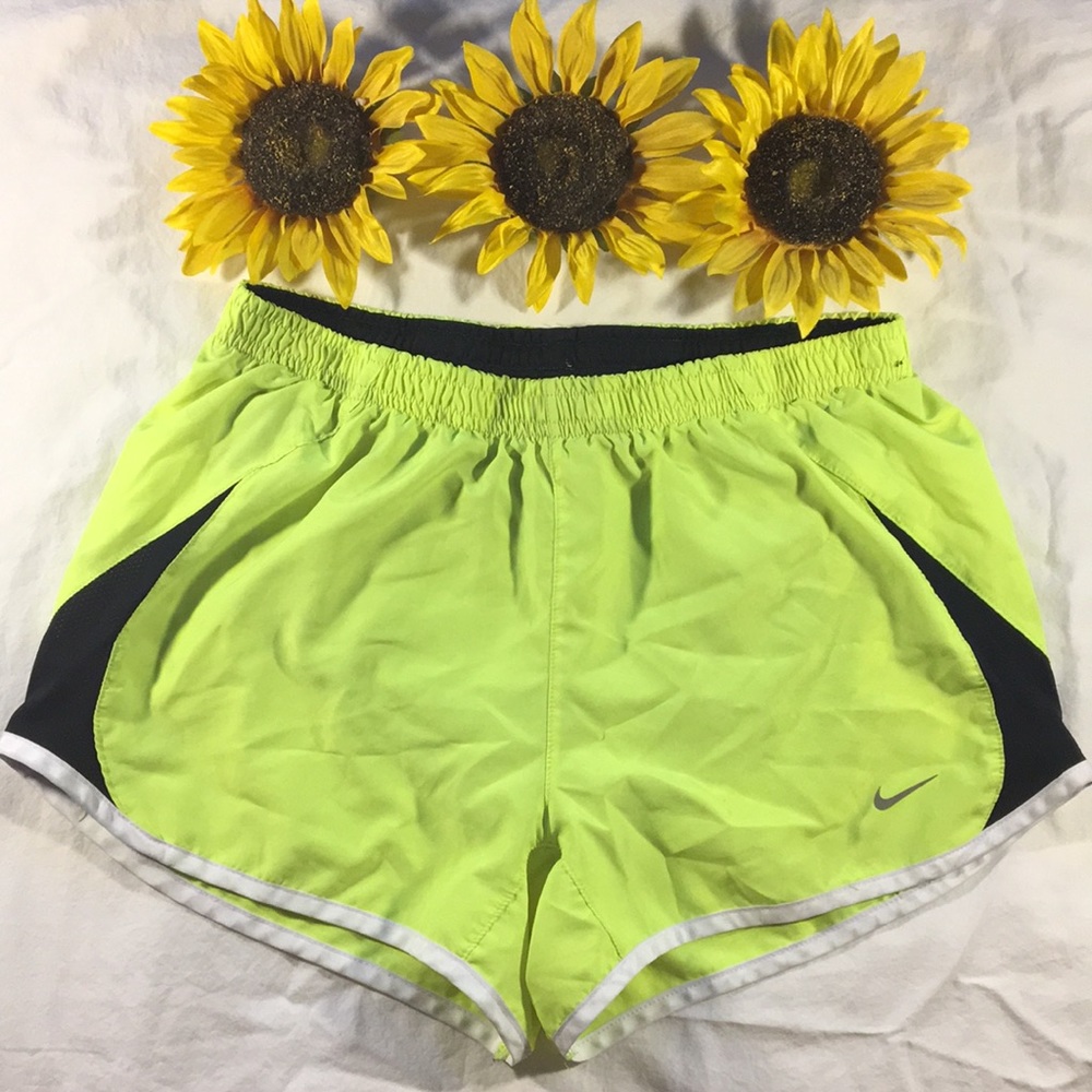 Drawstring neon yellow Nike shorts